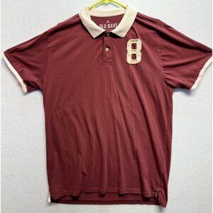 Old Navy Varsity 8 Short Sleeve Polo Slim Fit Maroon Size XL